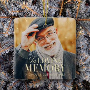 In Loving Memory Modern Elegant Photo Memorial Ceramic Ornament