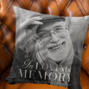 In Loving Memory Modern Elegant Photo Memorial Cushion