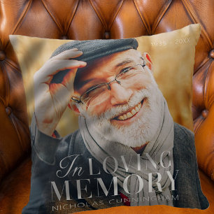In Loving Memory Modern Elegant Photo Memorial Cushion