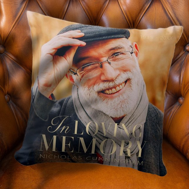 In Loving Memory Modern Elegant Photo Memorial Cushion (Creator Uploaded)