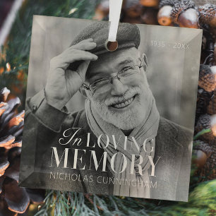 In Loving Memory Modern Elegant Photo Memorial Glass Tree Decoration