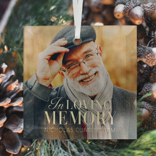 In Loving Memory Modern Elegant Photo Memorial Glass Tree Decoration