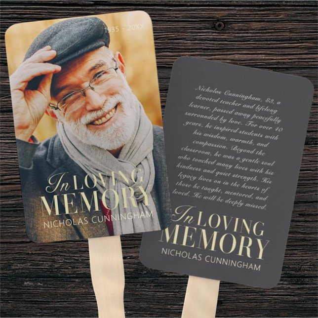 In Loving Memory Modern Elegant Photo Memorial Hand Fan (Creator Uploaded)