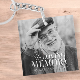 In Loving Memory Modern Elegant Photo Memorial Key Ring
