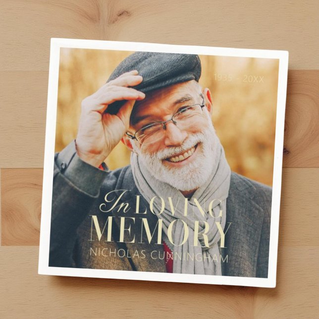 In Loving Memory Modern Elegant Photo Memorial Napkin (Creator Uploaded)