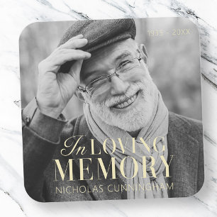 In Loving Memory Modern Elegant Photo Memorial Square Sticker