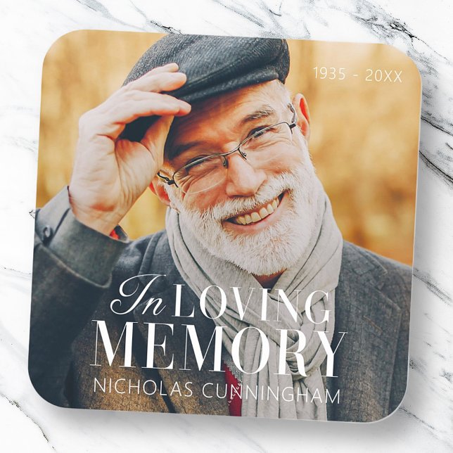 In Loving Memory Modern Elegant Photo Memorial Square Sticker (Creator Uploaded)