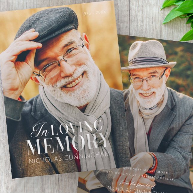 In Loving Memory Modern Elegant Photo Memorial Thank You Card (Creator Uploaded)