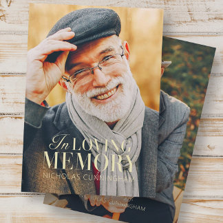 In Loving Memory Modern Elegant Photo Memorial Thank You Card