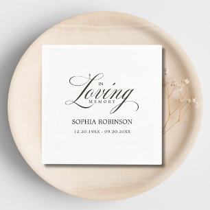 In Loving Memory Modern Elegant Script Funeral  Napkin