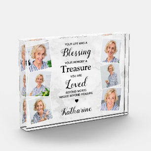 In Loving Memory Modern Marble Sympathy Memorial Photo Block