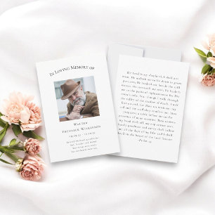 in loving memory modern simple photo  prayer card