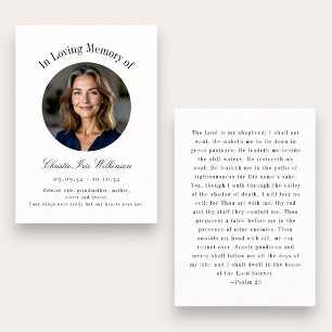 in loving memory modern simple prayer card
