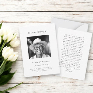 in loving memory modern simple prayer card