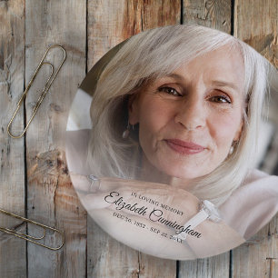 In Loving Memory   Modern Vignette Photo Keepsake 6 Cm Round Badge