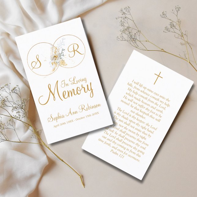 In Loving Memory Monogram Funeral Prayer Card (Creator Uploaded)