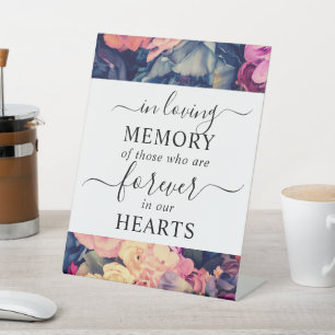 In Loving Memory Moody Floral Pattern Pedestal Sign