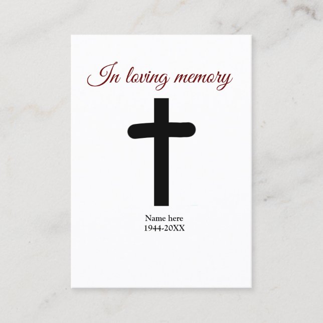 in loving memory name text keepsake prayer card (Front)
