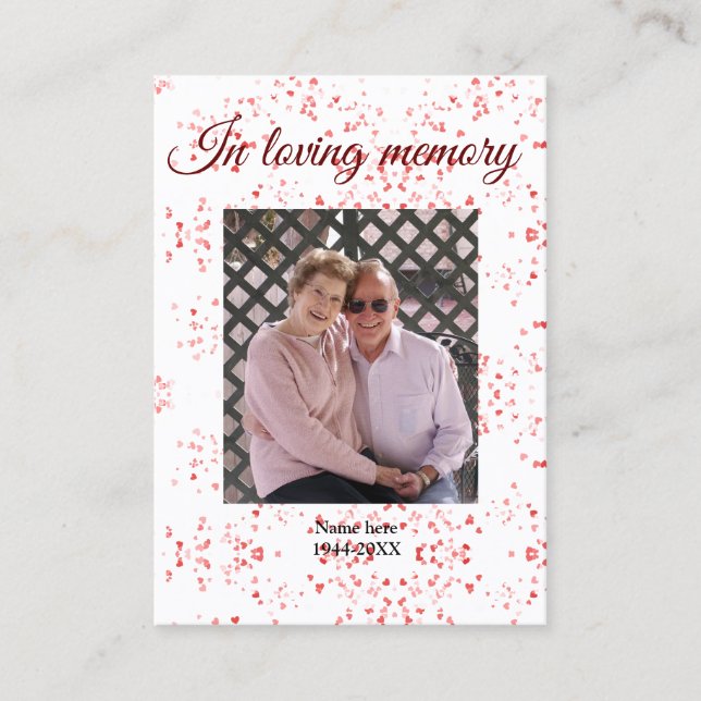 in loving memory name text keepsake prayer card (Front)