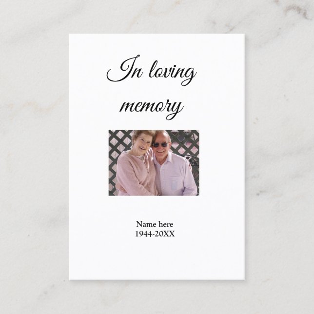 in loving memory name text keepsake prayer card (Front)