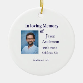 IN LOVING MEMORY NAME YEAR PLACE PHOTO KEEPSAKE FU CERAMIC TREE DECORATION