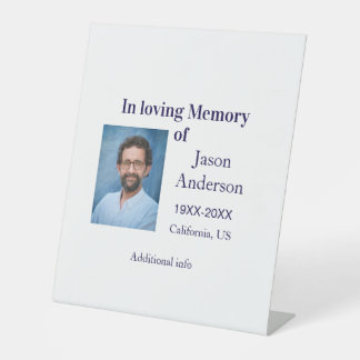 IN LOVING MEMORY NAME YEAR PLACE PHOTO KEEPSAKE FU PEDESTAL SIGN