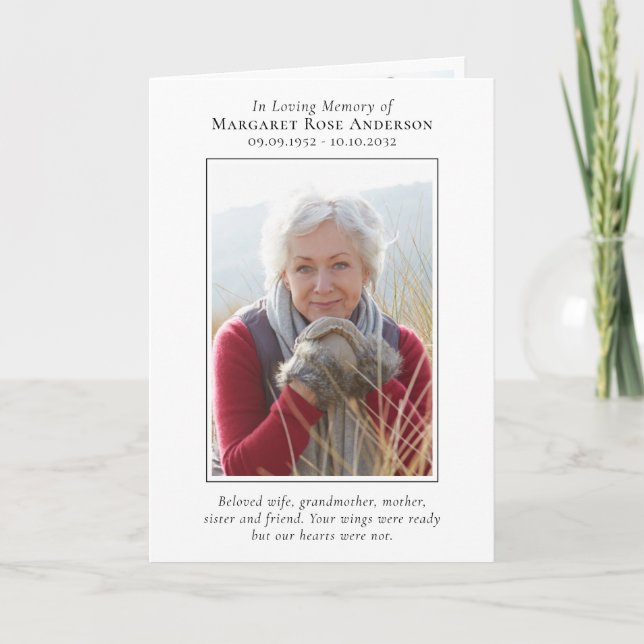 In Loving Memory Obituary Photo Collage Memorial  Note Card (Front)