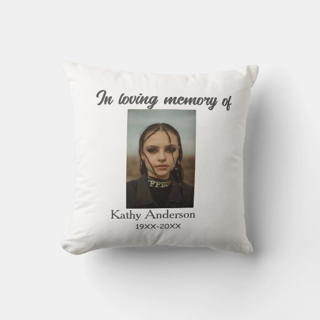 In loving memory of add name memorial keepsake cushion (Front)