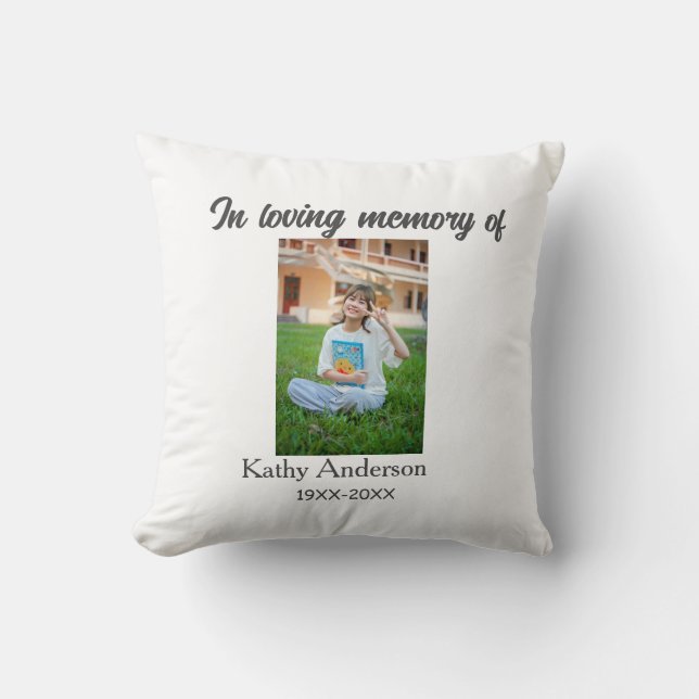 In loving memory of add name memorial keepsake cushion (Front)