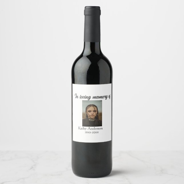 In loving memory of add name memorial keepsake wine label (Front)