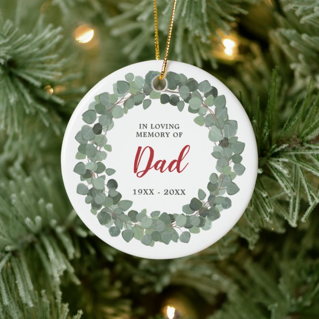 In Loving Memory Of Dad Personalised Greenery Ceramic Tree Decoration (Tree)