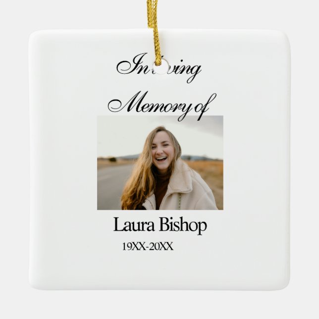 In loving memory of funeral keepsake add name year ceramic ornament (Front)