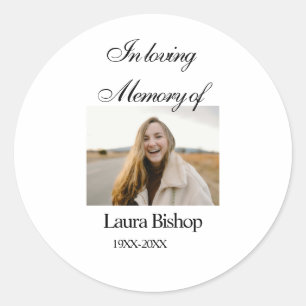 In loving memory of funeral keepsake add name year classic round sticker