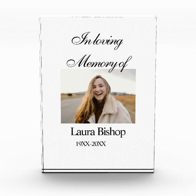 In loving memory of funeral keepsake add name year photo block (Front)