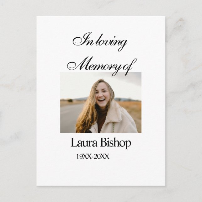In loving memory of funeral keepsake add name year postcard (Front)