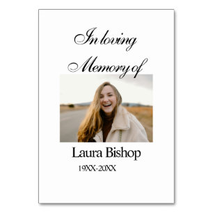 In loving memory of funeral keepsake add name year table number