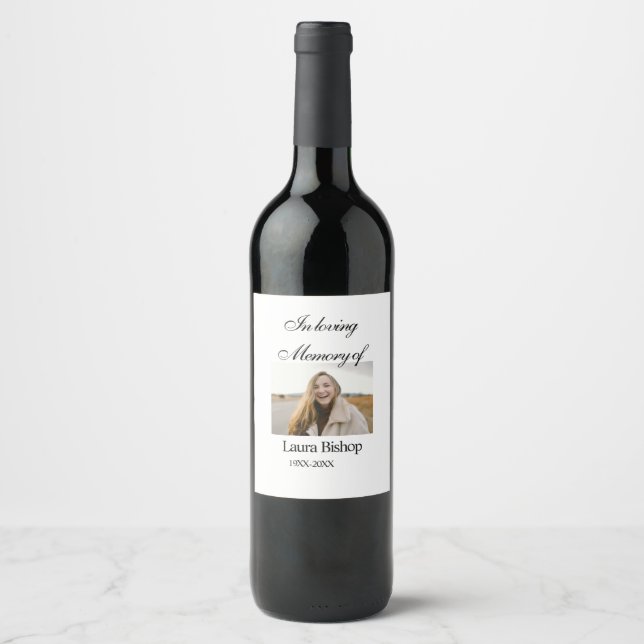 In loving memory of funeral keepsake add name year wine label (Front)