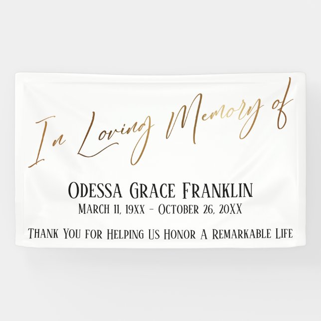 In Loving Memory of Gold Handwriting Typography Banner (Horizontal)