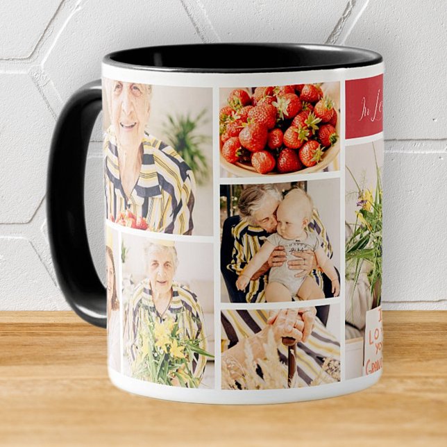 In Loving Memory of Grandma Modern 8 Photo Collage Mug (Creator Uploaded)