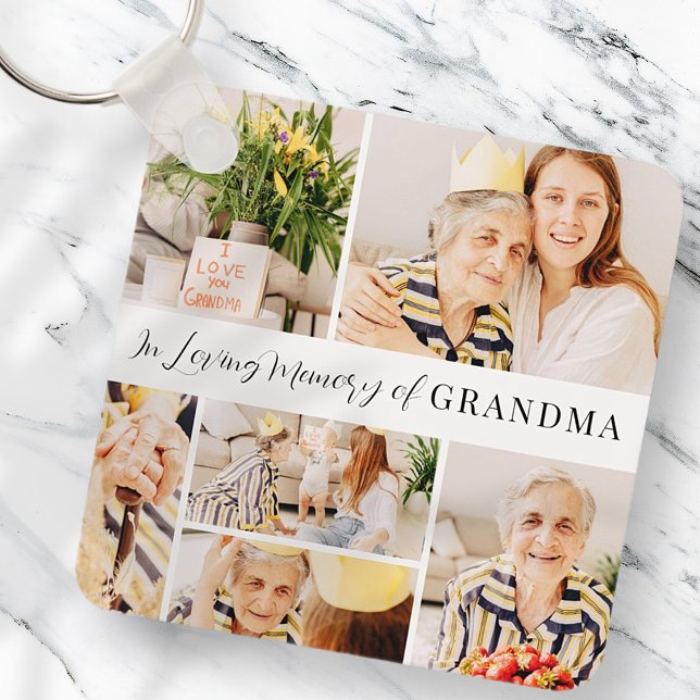 In Loving Memory of Grandma Modern Photo Collage Key Ring (Creator Uploaded)
