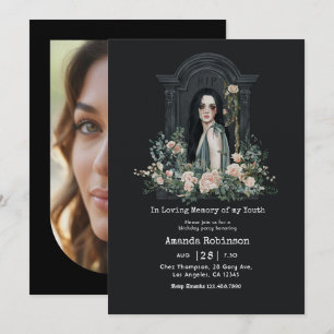 In Loving Memory of My Youth Gothic Birthday Photo Invitation