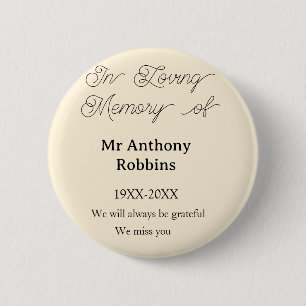 In Loving memory of name funeral memory keepsake 6 Cm Round Badge