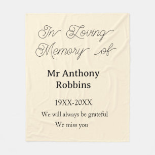 In Loving memory of name funeral memory keepsake Fleece Blanket