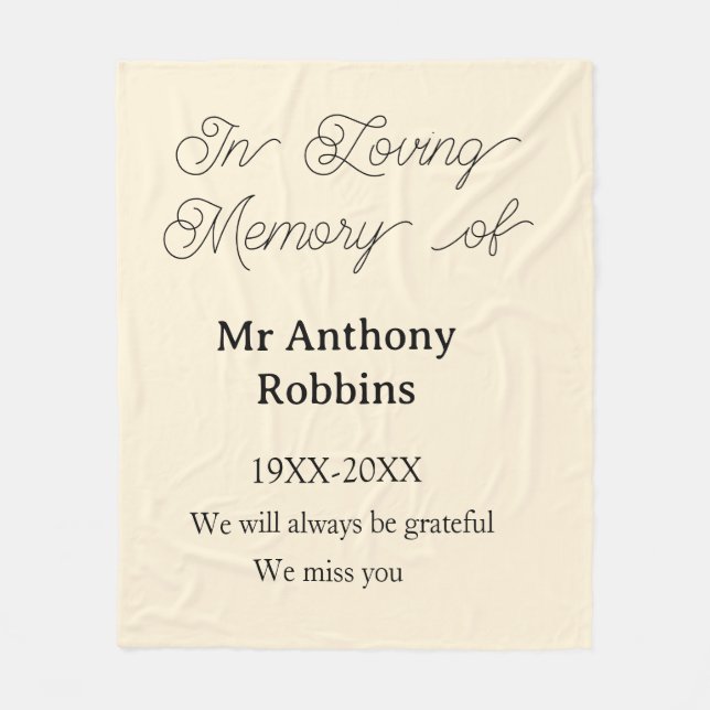 In Loving memory of name funeral memory keepsake Fleece Blanket (Front)