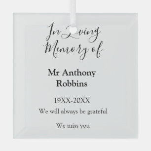 In Loving memory of name funeral memory keepsake Glass Tree Decoration