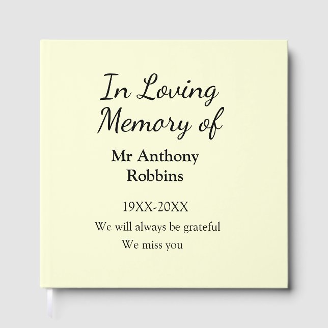 In Loving memory of name funeral memory keepsake Guest Book (Front)