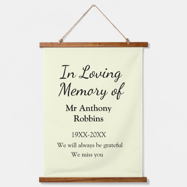 In Loving memory of name funeral memory keepsake Hanging Tapestry (Front)