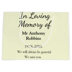 In Loving memory of name funeral memory keepsake Large Gift Bag