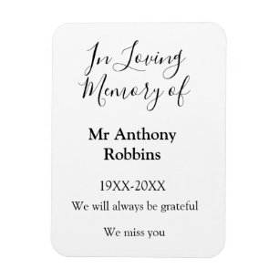 In Loving memory of name funeral memory keepsake Magnet