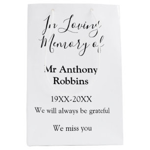 In Loving memory of name funeral memory keepsake Medium Gift Bag